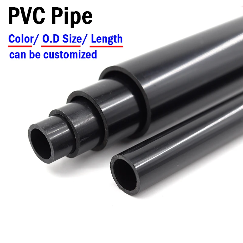 

2Pc Black PVC Pipe O.D20～50mm Agriculture Garden Irrigation Hard Tube Fish Tank Water Pipe Aquarium Supplies Home DIY Frame Tube