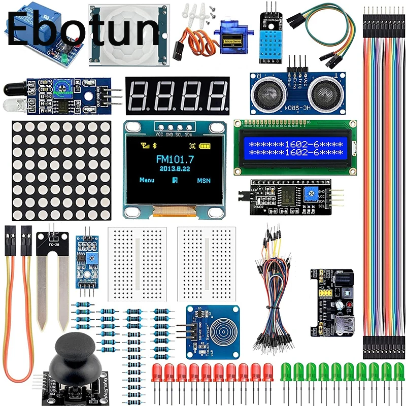 الأساسية كاتب عدة مع اللوح وحدة امدادات الطاقة الاستشعار أسلاك توصيل معزز المقاوم LED لاردوينو R3 Mega2560 نانو التوت بي