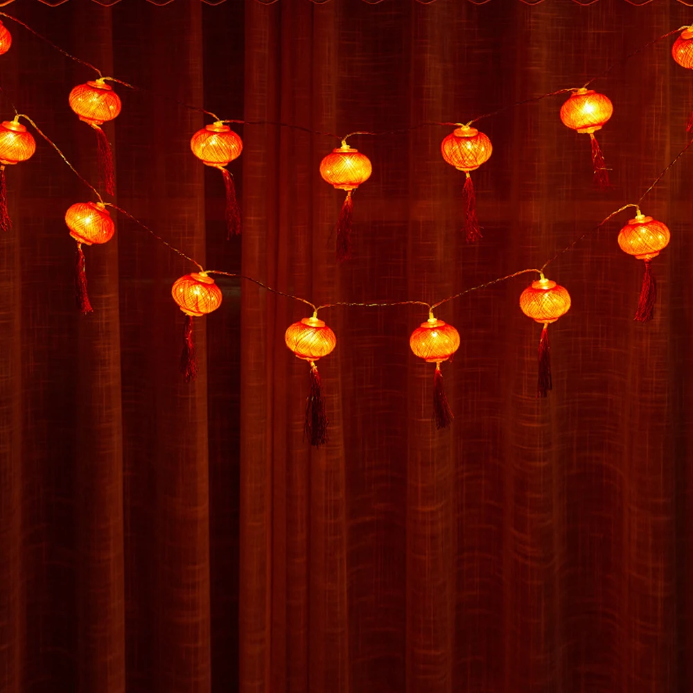 Imagem -04 - Lanterna Festival Festival da Primavera Tradicional Chinês Vermelho Lanterna Luz da Corda Caixa de Bateria Ano Novo Decorações do Feriado 3v