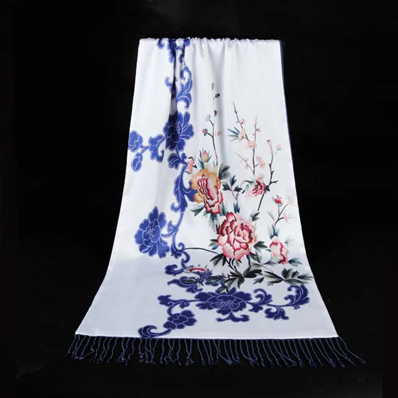 

winter scarf шарф Long Scarf Luxury Women Double Side satin shawl Female high Quality Print hijab foulard femme winter scarf