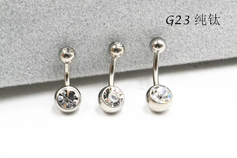 Lot50PCS Body Jewelry-G23 Titanium  Crystal  Navel Belly Button Navel Piercing 14G Navel Piercing Jewelry