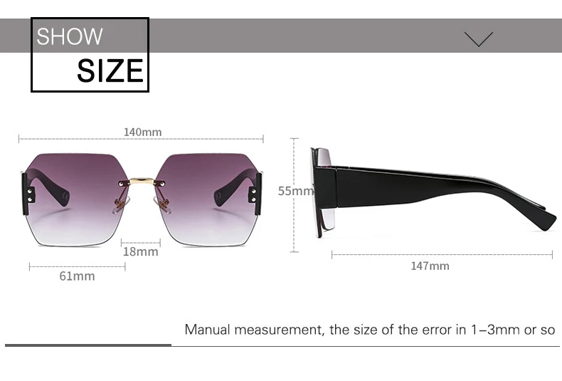 OEC-MANAGEMENT CPO Mode Randlose Sonnenbrille Frauen Platz Goggle Gläser Weibliche Marke Trend Blume Beine Shades Uv400 Vintage Brillen – Detail 3