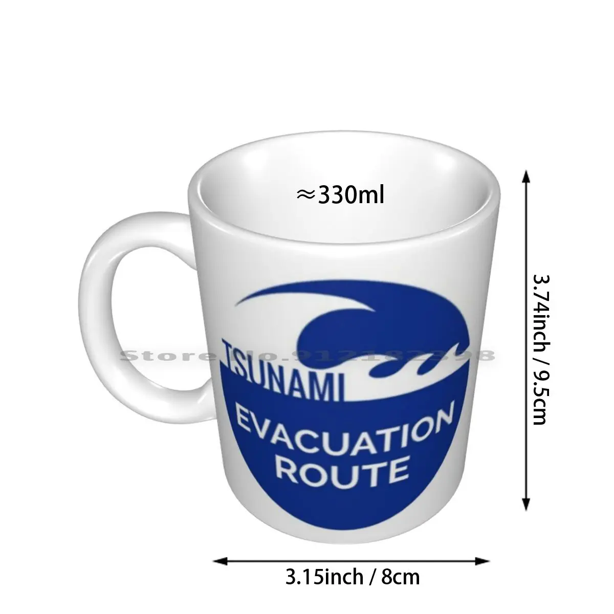 Tsunami Evac Sign Ceramic Mugs Coffee Cups Milk Tea Mug Tsunami Disaster Natural Disaster Evacuation Creative Trending Vintage