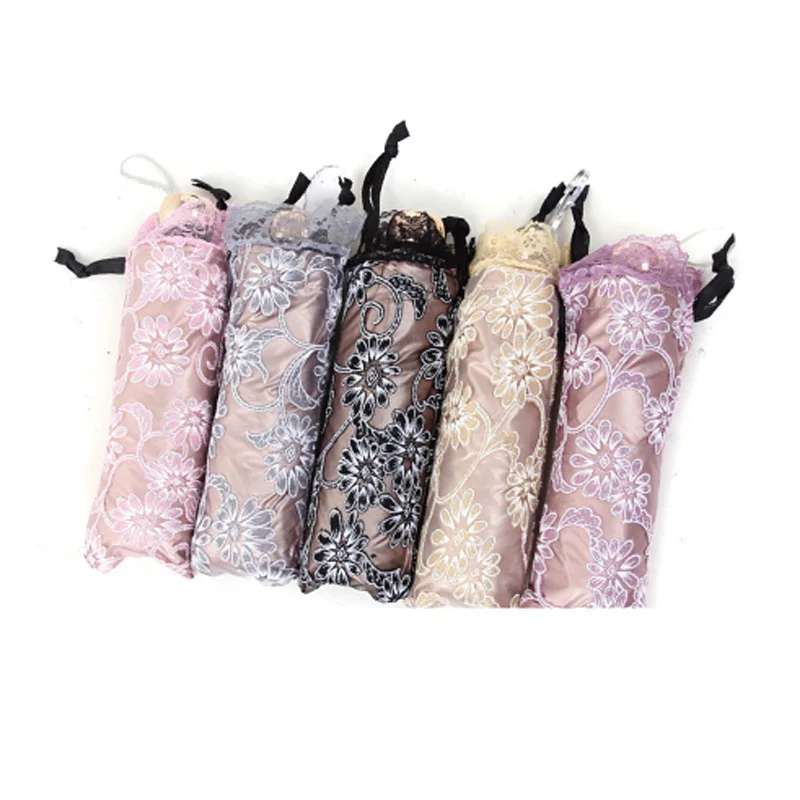 Princess Sunshade Parasol UV Protection Double-layer Umbrella Rainy and Sunny Foldable Embroidered Lace Umbrella