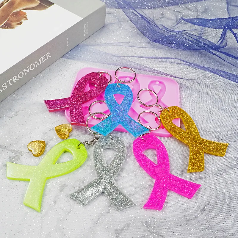 DIY Crystal Silicone Mold Bow Key Chain Pendant Mirror Epoxy Resin Mold Jewelry Making Accessories Hanging Craft Silicone Mold