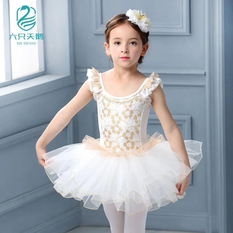 Thiên Nga Trắng Hồ Ba Lê Trang Phục Nữ Tay Ngắn Ballerina Quần Áo Trẻ Em Trẻ Em Tutu Ba Lê Đầm Ren Ba Lê Dancewear Dành Cho Bé Gái