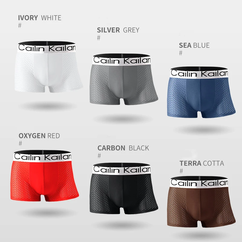 4pcs/Lot Men\'s Panties Male Underpants Lce Mesh Breathable Sexy Shorts Boxers Bamboo Ventilate Homme Underwear