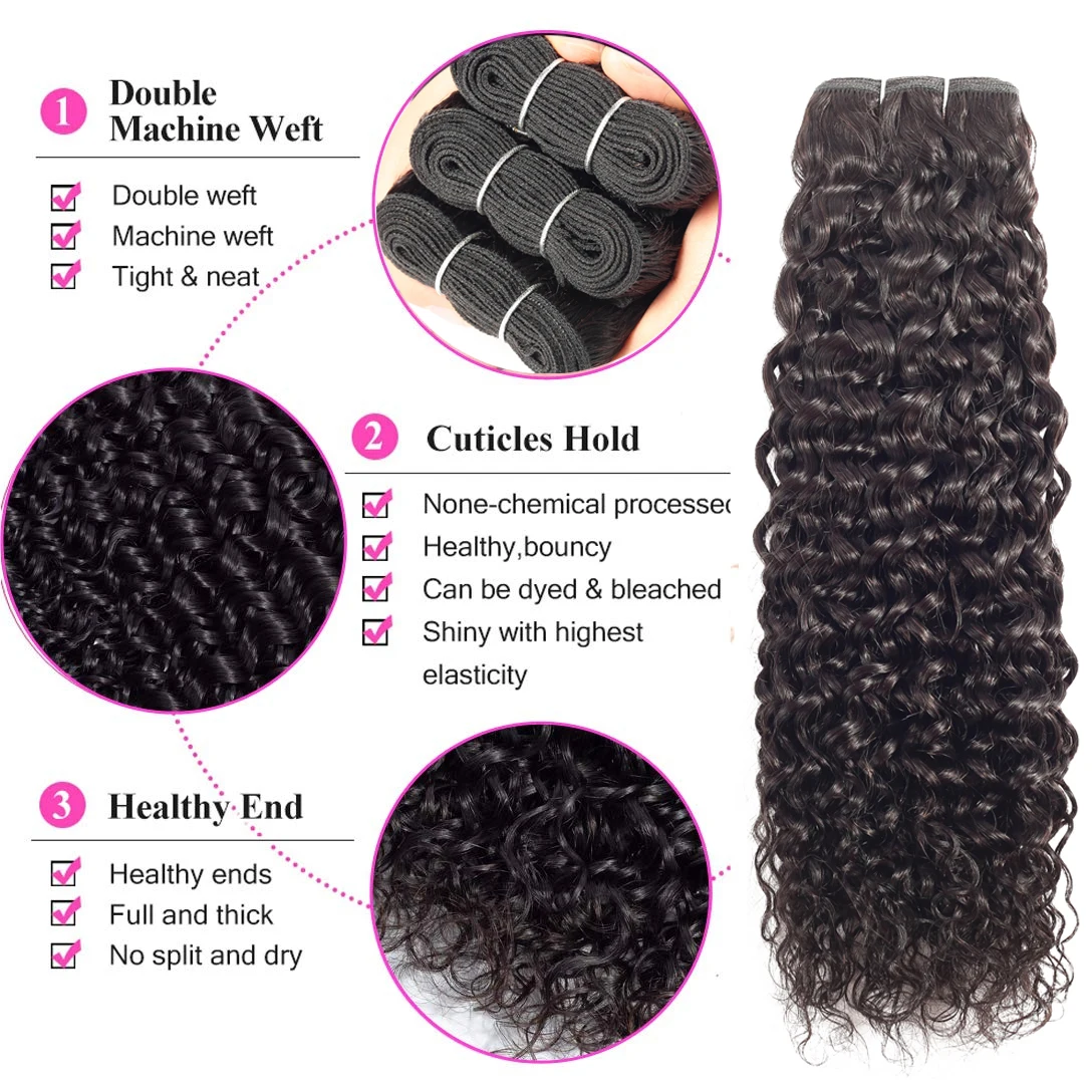 Sapphire Brazilian Hair Weave Bundles Remy Water Wave Bundles 3/4 pcs 100% Human Hair Extensions 10\