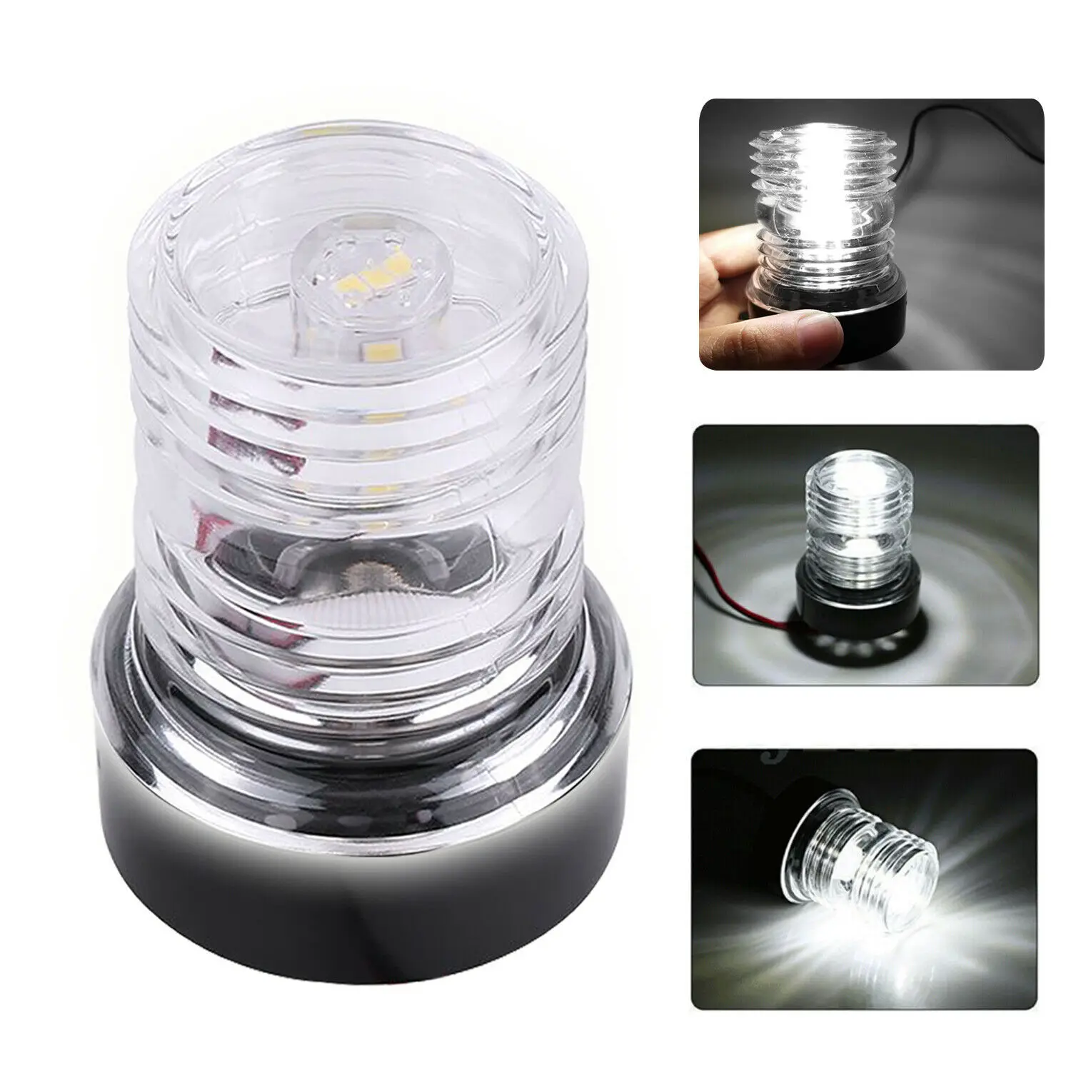 

Boat 360 Degree 12v White LED Marine Navigation Light Stern Anchor Light All Round