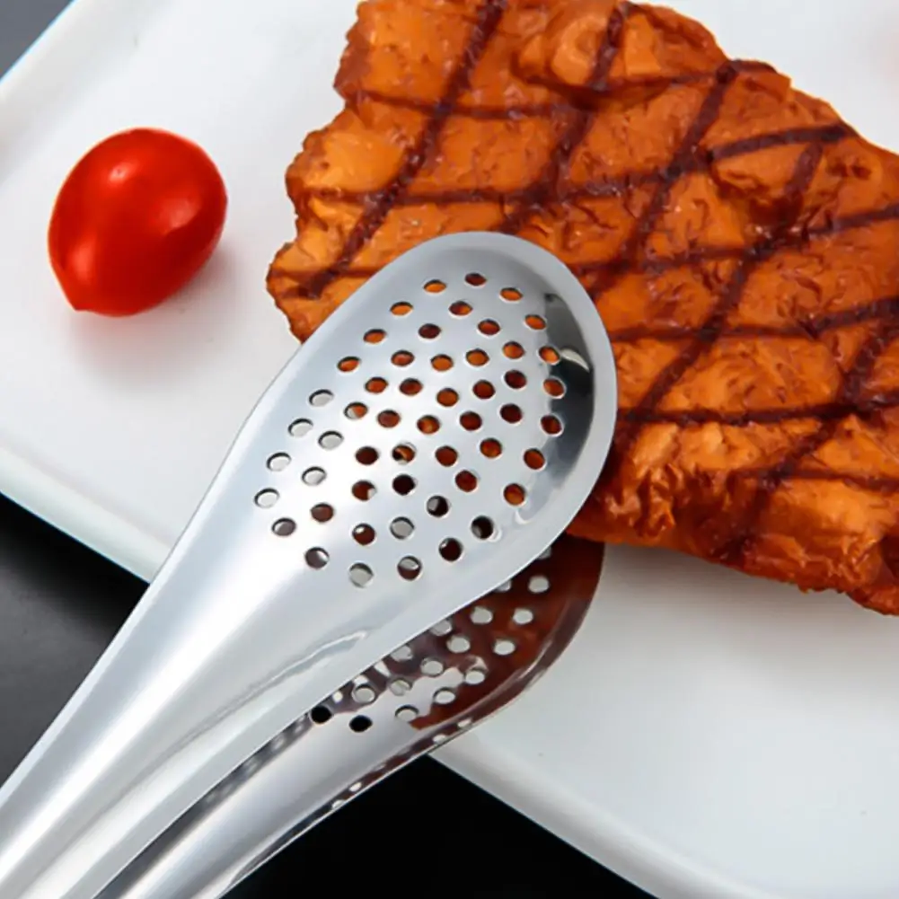Pinça de comida em aço inoxidável, utensílio de cozinha, ferramenta de cozinhar, clipe de bife anti calor