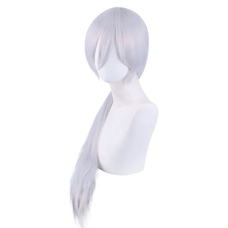 Anime Chainsaw Man Quanxi Wig Long Silver Grey Heat Resistant Synthetic Hair Cosplay Wigs + Wig Cap