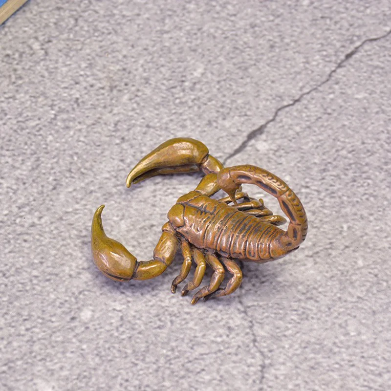 Chinese Classical Copper Scorpion Ornament Animal Figurines Miniatures Tea Pet Vintage Brass Crafts Desk Decorations Accessories