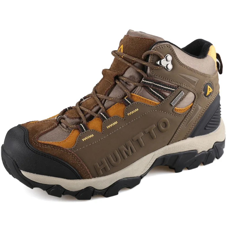 HUMTTO Mens Genuine Leather Hiking Climbing Shoes Waterproof Men Women Athletic Outdoor Boots Trekking Tourism Sneakers Big Size