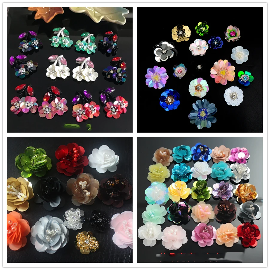 60pcs/lot Random Mixed Patch Set Sew On Patches Mini flowers Cute Embroidered Applique Patch For Clothes Patch Stickers 1~3cm