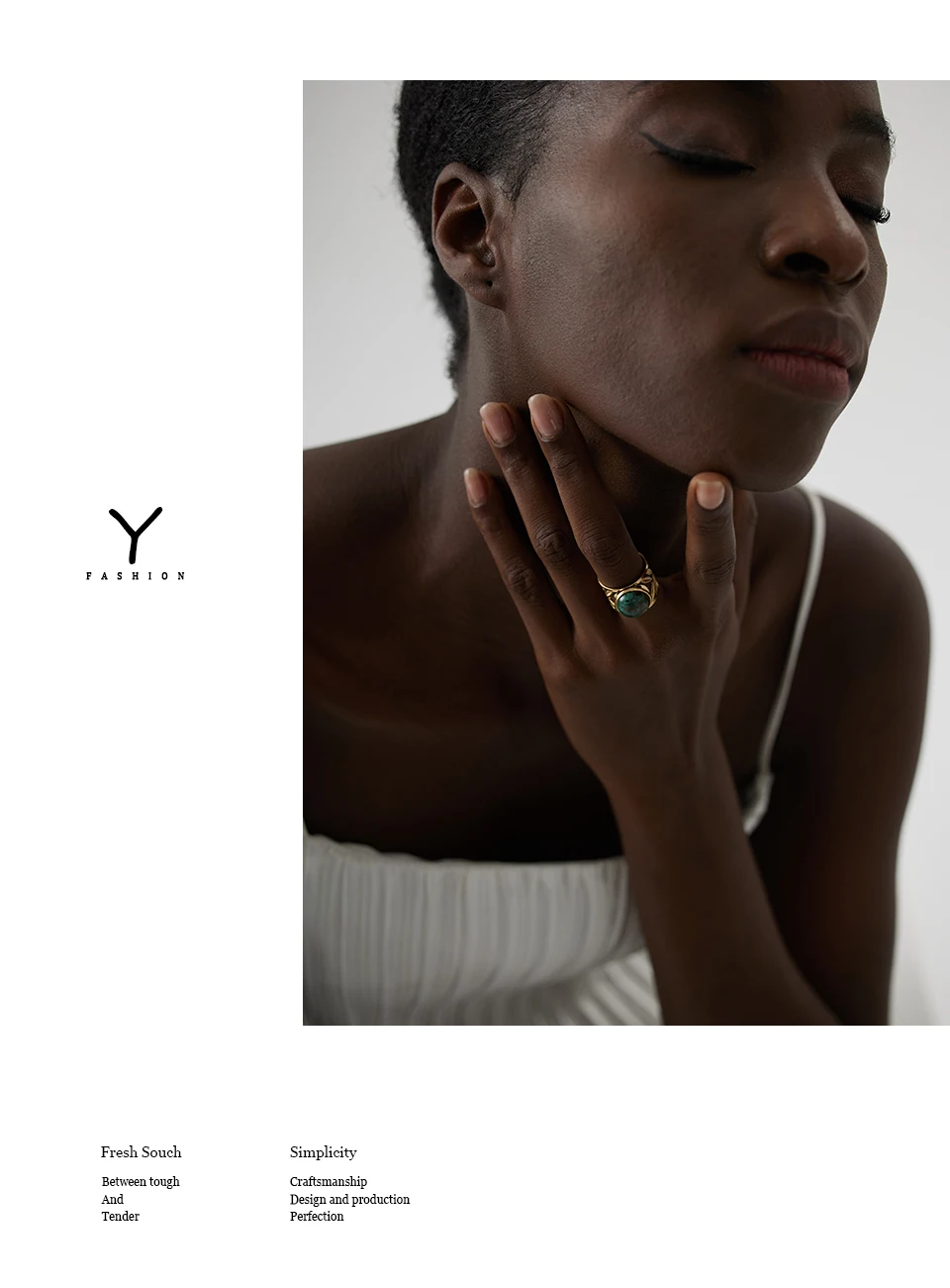 Yhpup Stainless Steel Green Natural Turquoise Opening Ring Statement Golden 18 K Plated Ring bague acier inoxydable Gift New