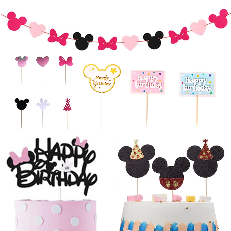 

Minnie Mouse Baby Shower Party Cake Flag Cake Cupcake Cake Toppers Banner Birthday Party Decoration Cake Decoration Supplies