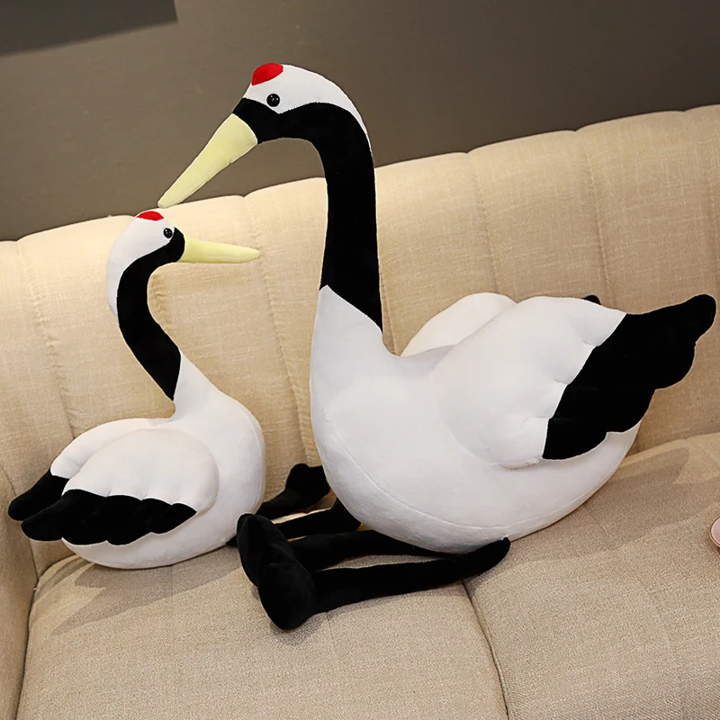 50/80cm Cute lifelike red-crowned crane Plush Doll Stuffed Animal Swan Toy for Gift