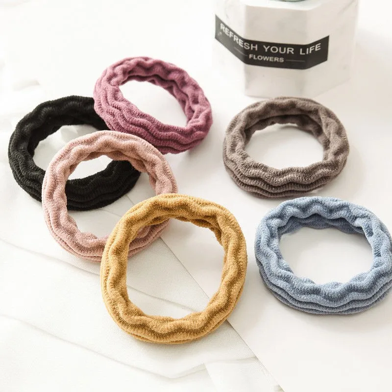 5Pcs Korean Fashion Wave Strong Elastic Hair Bands Rubber Hair Ties Band Rope for Women Girls Ponytail Holder Hair Accessories