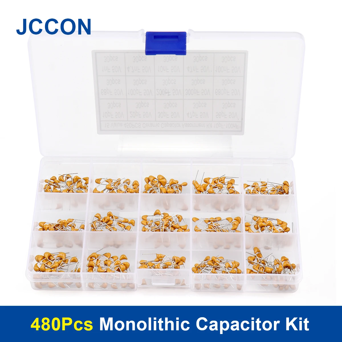 480Pcs/Box Ceramic Capacitor Assorted Kit Multilayer Ceramic Capacitors 50V 10pF-10uF 24Values x 20Pcs=480Pcs