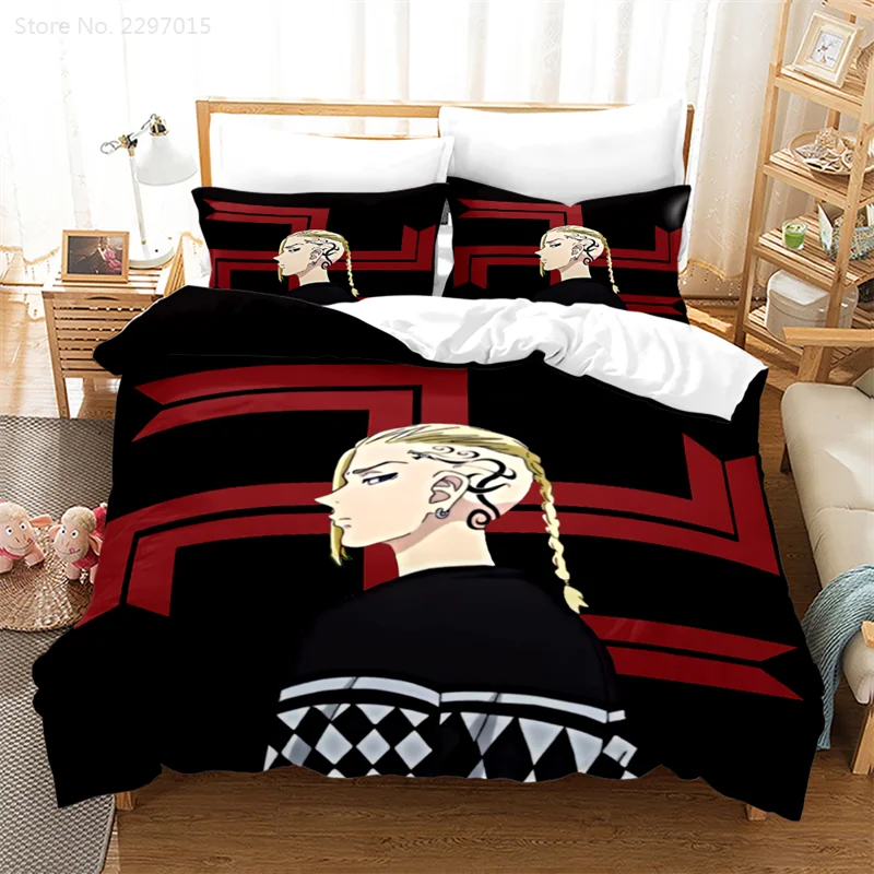 Juego de ropa de cama 3d de Anime Tokyo Revengers, juego de funda nórdica con funda de almohada Draken Ryūgūji Ken Mikey Sano manjirshima, Twin Queen King Size