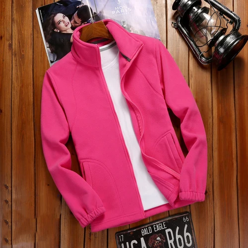 Imagen 2 del producto Cárdigan con cremallera para mujer, sudadera, chaqueta cálida color Coral, estilo para correr al aire libre, abrigo Polar, novedad de invierno de 2023