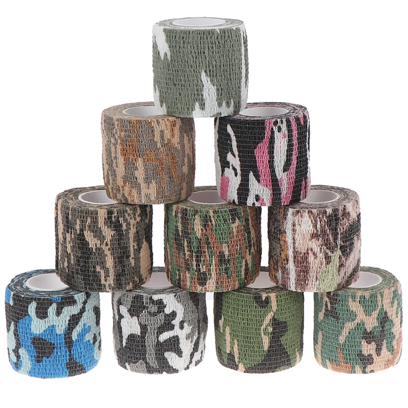 5CMx4.5M Camouflage Camo Elastoplast Adhesive Bandage Wrap Stretch Self Adherent Tape for Wrist Ankle Slices Sports Safety