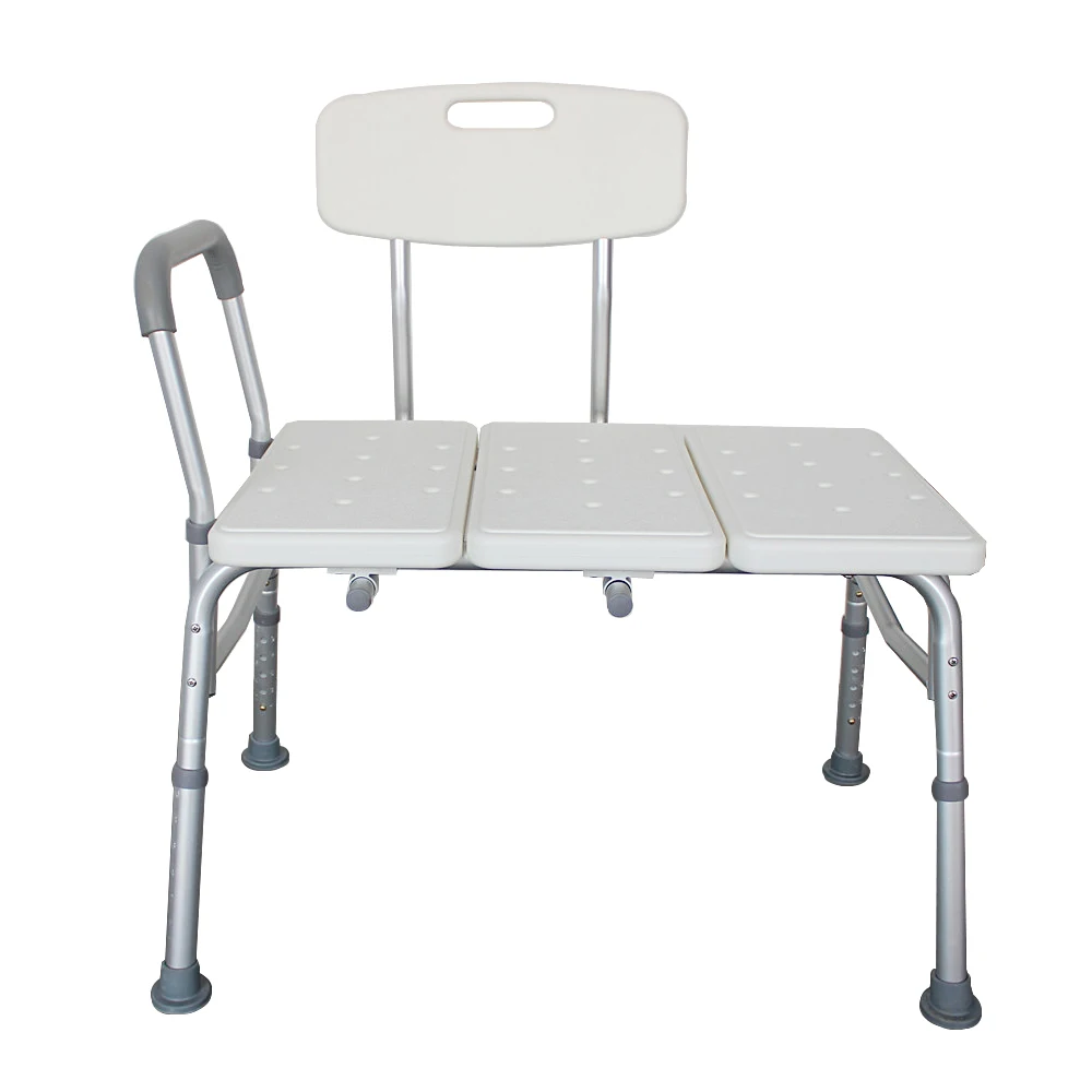 FCH Medical Bathroom Safety Shower Tub Aluminium Alloy Bath Chair Transfer Bench with Wide Seat & Padded Handle White