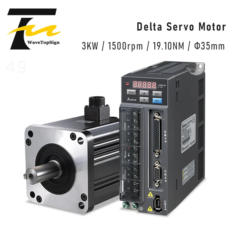 

WaveTopSign Delta Servo Motor kit 3KW ASD-B2-3023-B+ECMA-F11830RS ECMA-F11830SS with brake 19.10NM