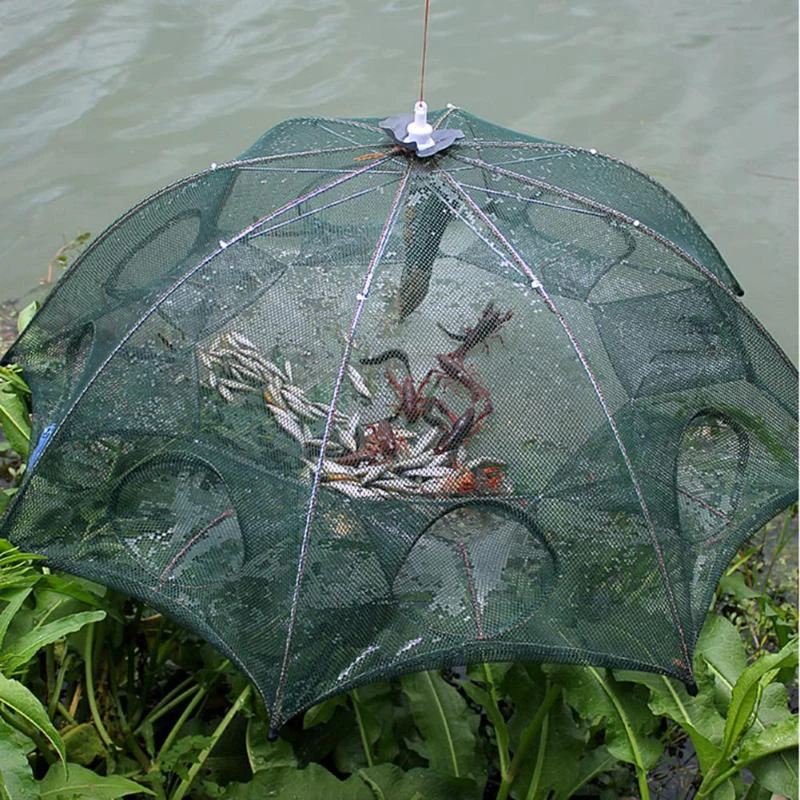 4/6/8/10 /12/16/20Hole Automatic Fishing Net Fishing Trap Portable Folding crayfish catcher Mesh Trap Cage with Ring for Fish