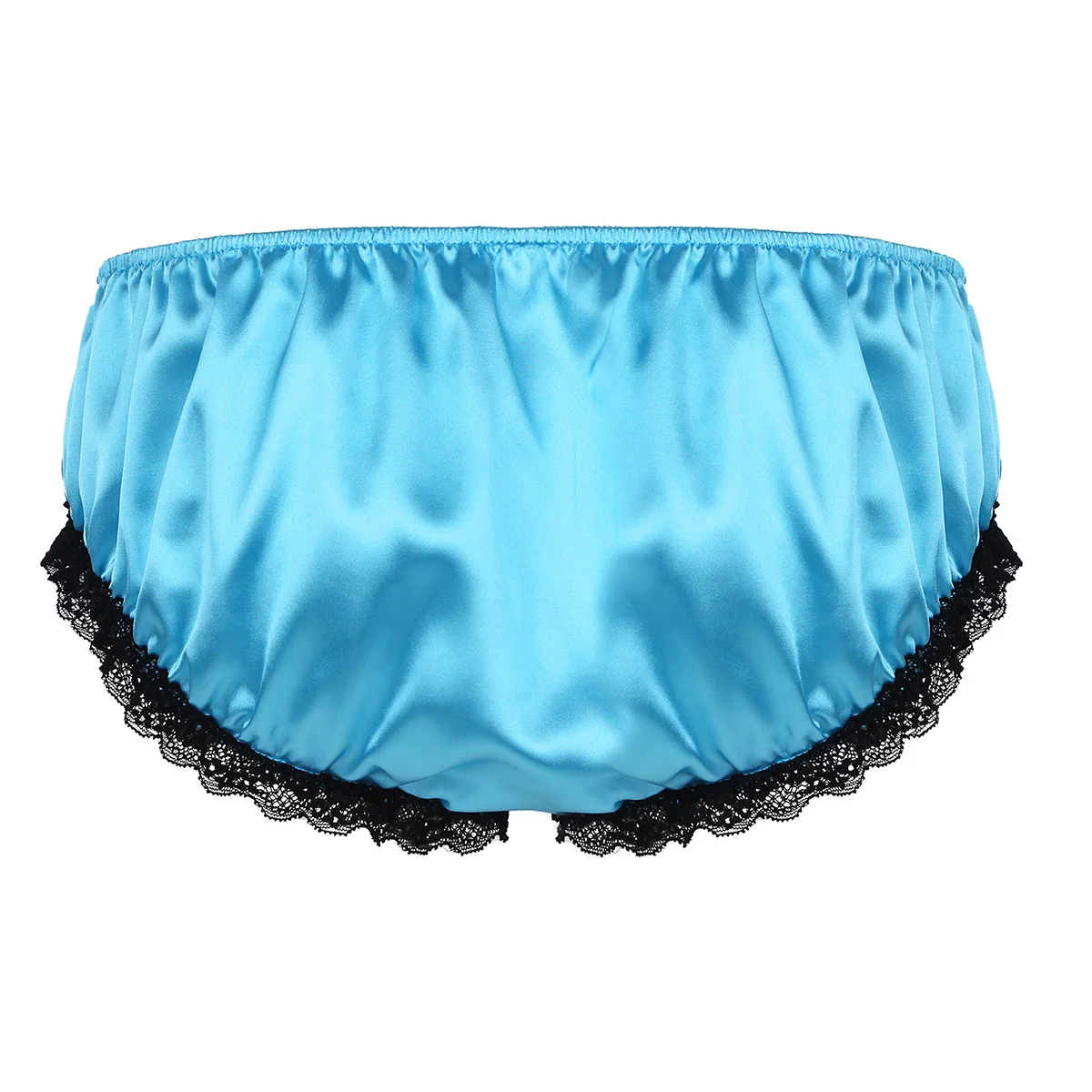 Mens Sissy Underwear Lingerie Crossdress Panties Shiny Satin Frilly Ruffled Lace Bowknot Knickers Bloomers Briefs Underwear