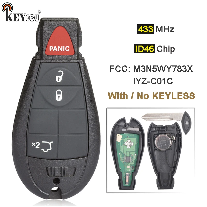 

KEYECU 433MHz ID46 M3N5WY783X IYZ-C01C Keyless-Go Smart Remote Key Fobik Fob for Jeep Grand Cherokee 2008-2014 Commander 08-2010