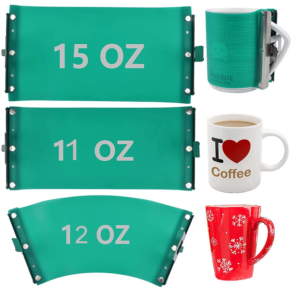 3Pcs 3D Sublimation Silicone Mug Wraps, Mug Cup Clamp Fixture Wrap for Printing Mugs Sublimation