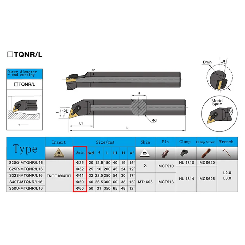 VOKET CNC lathe inner hole turning tool boring tool holder S16Q S20R S25S S32T S40T - MTQNR MTQNL 16