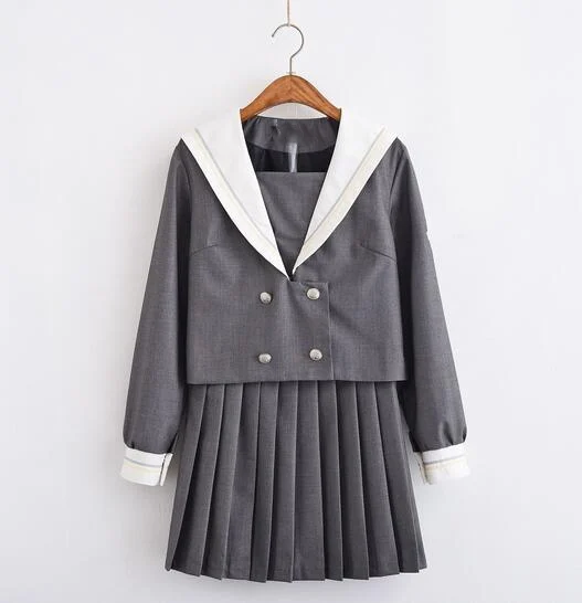 

Autumn Sailor Suits Japanese School Uniforms For Girls Cute Long/Short length Pleated Skirt Full Sets Cosplay JK Costume Series