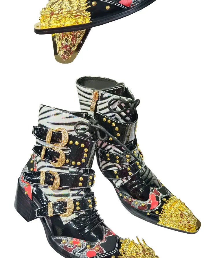 Frühling Männer High heels Stiefel Eisen kopf Spitze Erhöhen Serpentin Echtem Leder Business bankett Formalen leder stiefel Modell stiefel – Detail 10