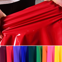 High Quality Elastic Mirror Super Bright Surface PU Leather Fabric Solid Color Soft Delicate Per Half Meter