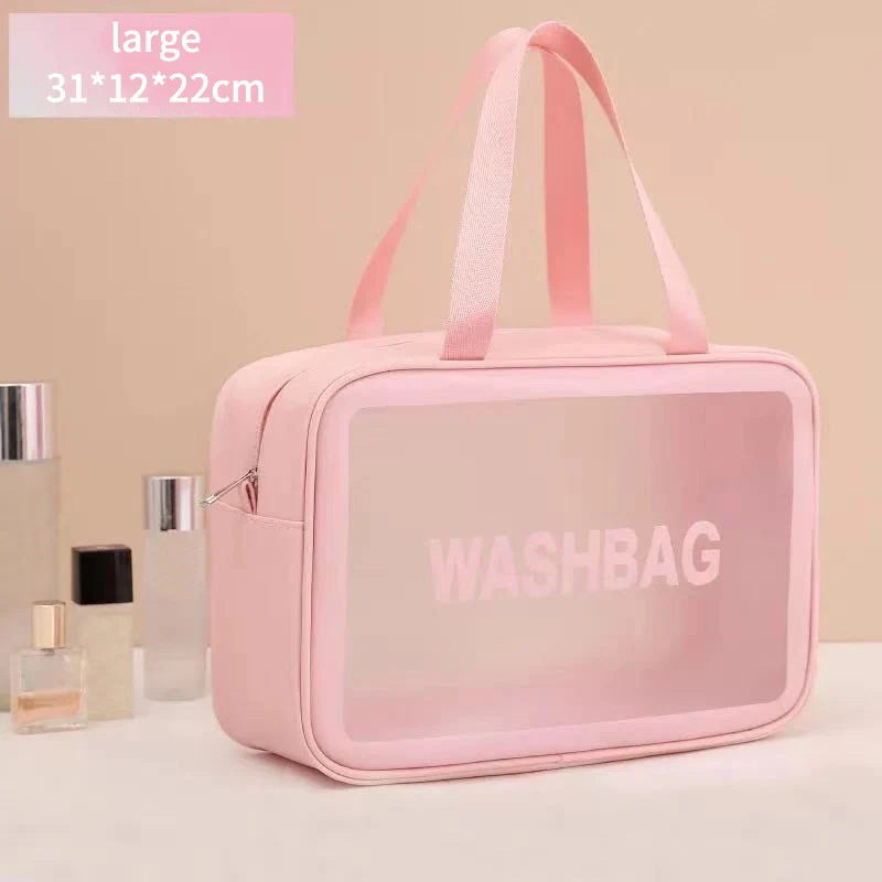 

PU Women Travel Storage Bag Toiletry Organize Waterproof PVC Cosmetic Bag Portable Transparent MakeUp Bag Female Wash Bag