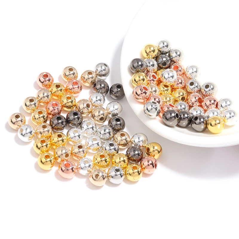 3 4 6 7 8 10 12mm 50-500 Uds. Cuentas redondas CCB de Color dorado cuentas sueltas redondas para hacer pulseras DIY collar joyería de boda