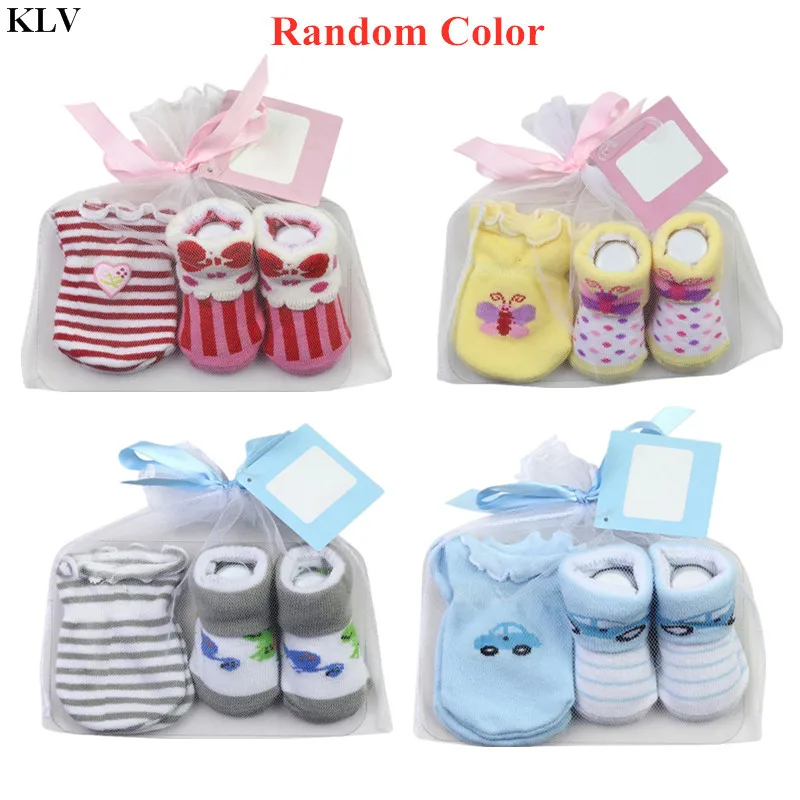 Calcetines suaves de algodón con dibujos animados para bebé, conjunto de guantes antiarañazos para bebé, niño y niña, regalo para recién nacido de 0