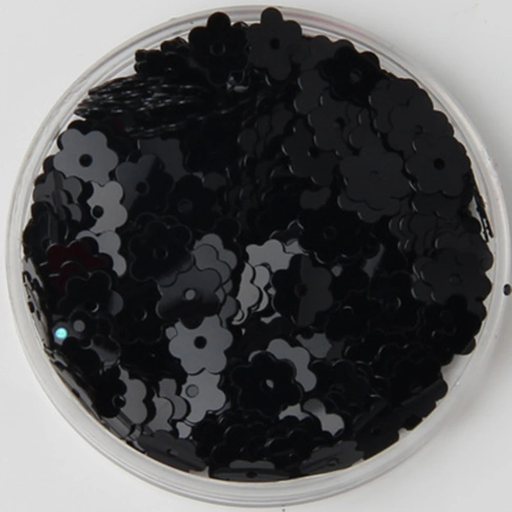 720Pcs/Lot 6mm Black Flowers Sequins Paillettes Center Holes Flash film Sewing PVC Korea Ornament DIY Sewing Accessories