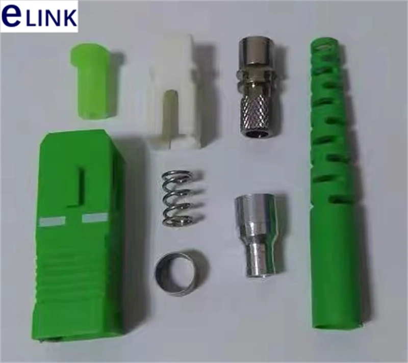 fiber connector KITS 1000PCS SC/APC Green Preassembled Unassembled Simplex SM 3.0mm 2.0mm 0.9mm ftth SC connector accessory ELIN