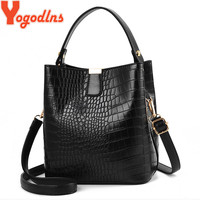 Yogodlns Retro Alligator Bucket Bags Women Crocodile Handbag Large Capacity Crossbody Bag New Shoulder Messenger Bag Phone Purse