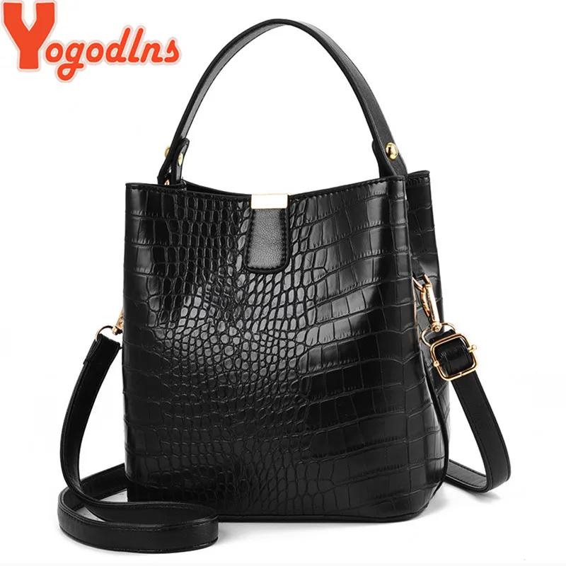 Yogodlns Retro aligator torby wiadro kobiety krokodyl torebka torba Crossbody o dużej pojemności nowa torba na ramię torebka na telefon