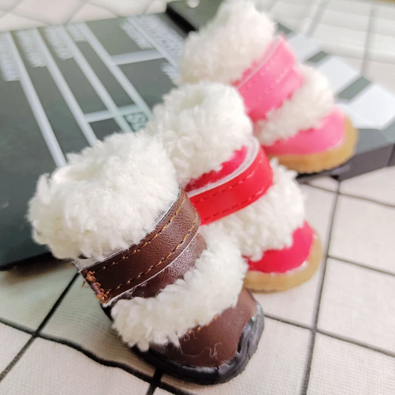 Thick Snow Winter Boots For Small Dogs Puppy New Chihuahua Yorkie Bichon Outdoor Footwear Shoes Walking 4pcs/set Pet Accessories