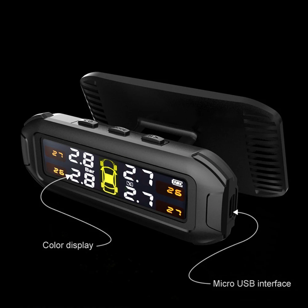 Solar TPMS Sensors Car Tire Pressure Monitoring System Tyre Real Time Diagnostic Kit Digital Displa Auto Accessories Electronics