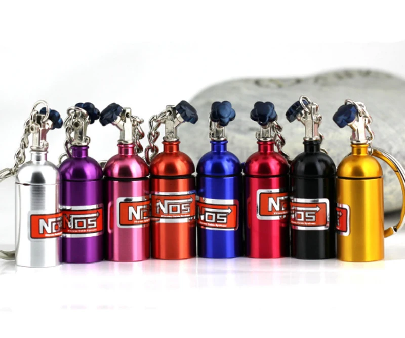 Turbo NOS Nitrous Oxide Bottle Key Chain Keychain Keyring Stash Pill Box Storag Key Ring Creative Gifts for Friends Families
