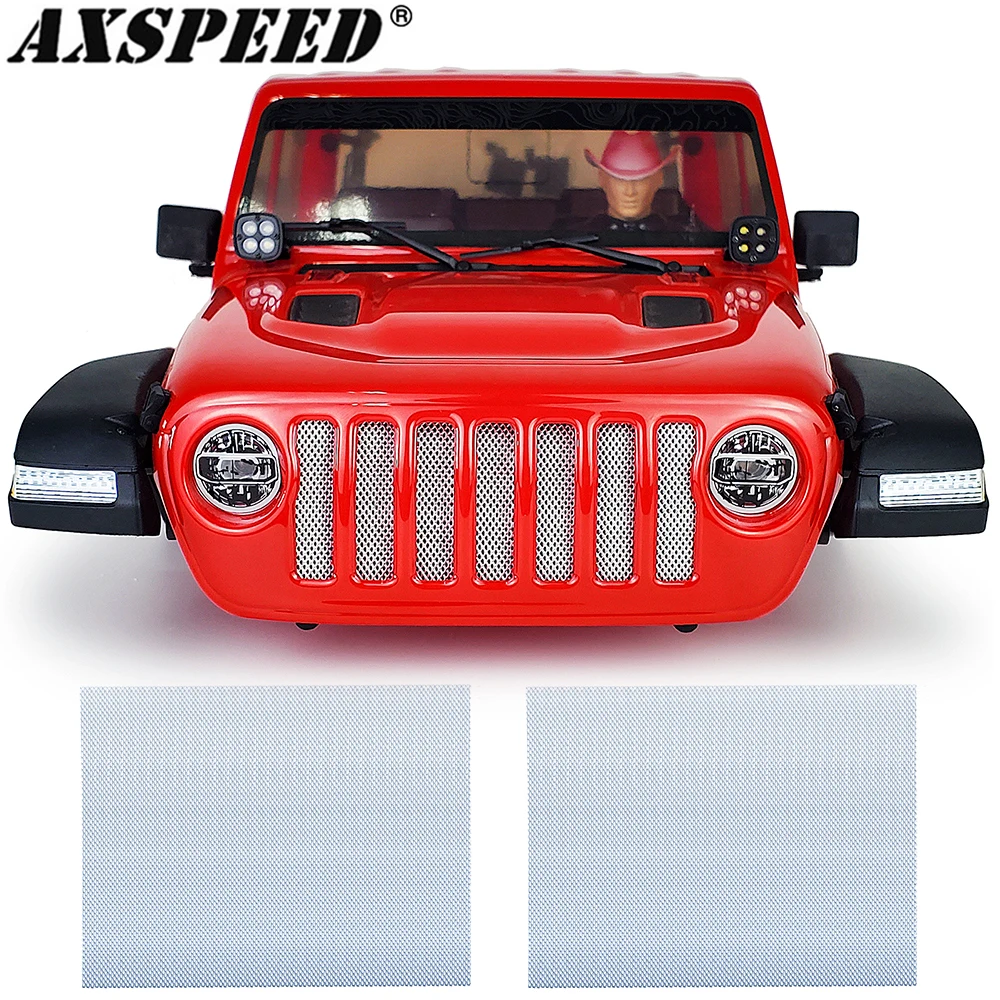 AXSPEED in acciaio inox cofano anteriore griglia radiatore rete di raffreddamento per 1/10 RC Crawler auto Axial SCX10 Jeep Wrangler parti