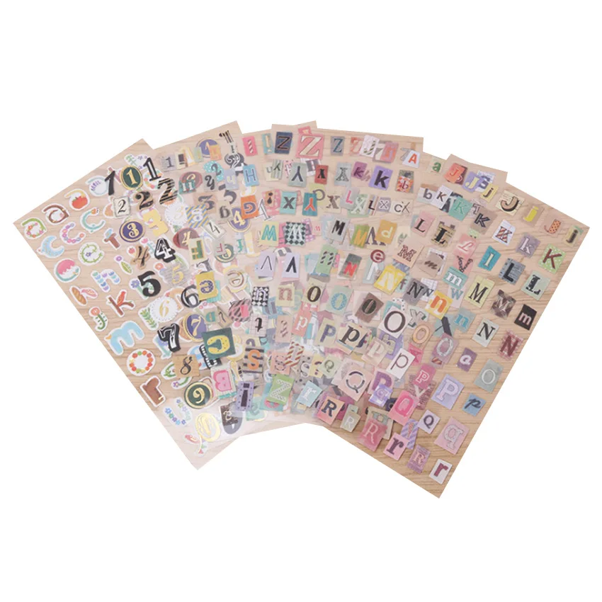 10packs/lot Sticker English Alphanumeric Retro Diary Gilding Transparent Stickers Sticky Notes