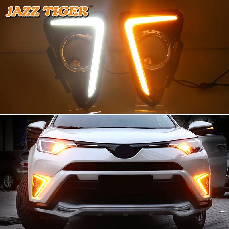 

Daytime running lights For Toyota RAV4 2016 2017 2018 Drl with turn signals for cars auto Led fog lights headlights Fso flashes