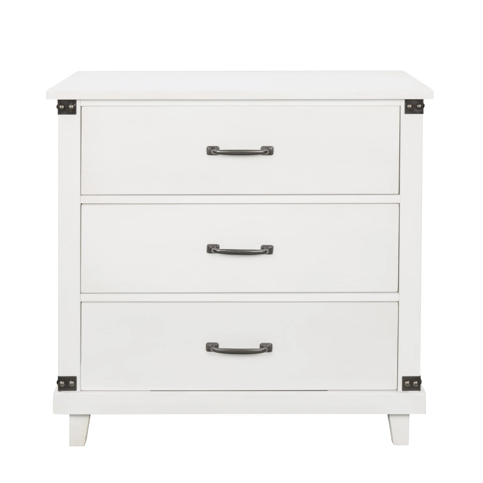 Two Colors  Modern Bedroom Nightstand with 3 Drawers Storage ,